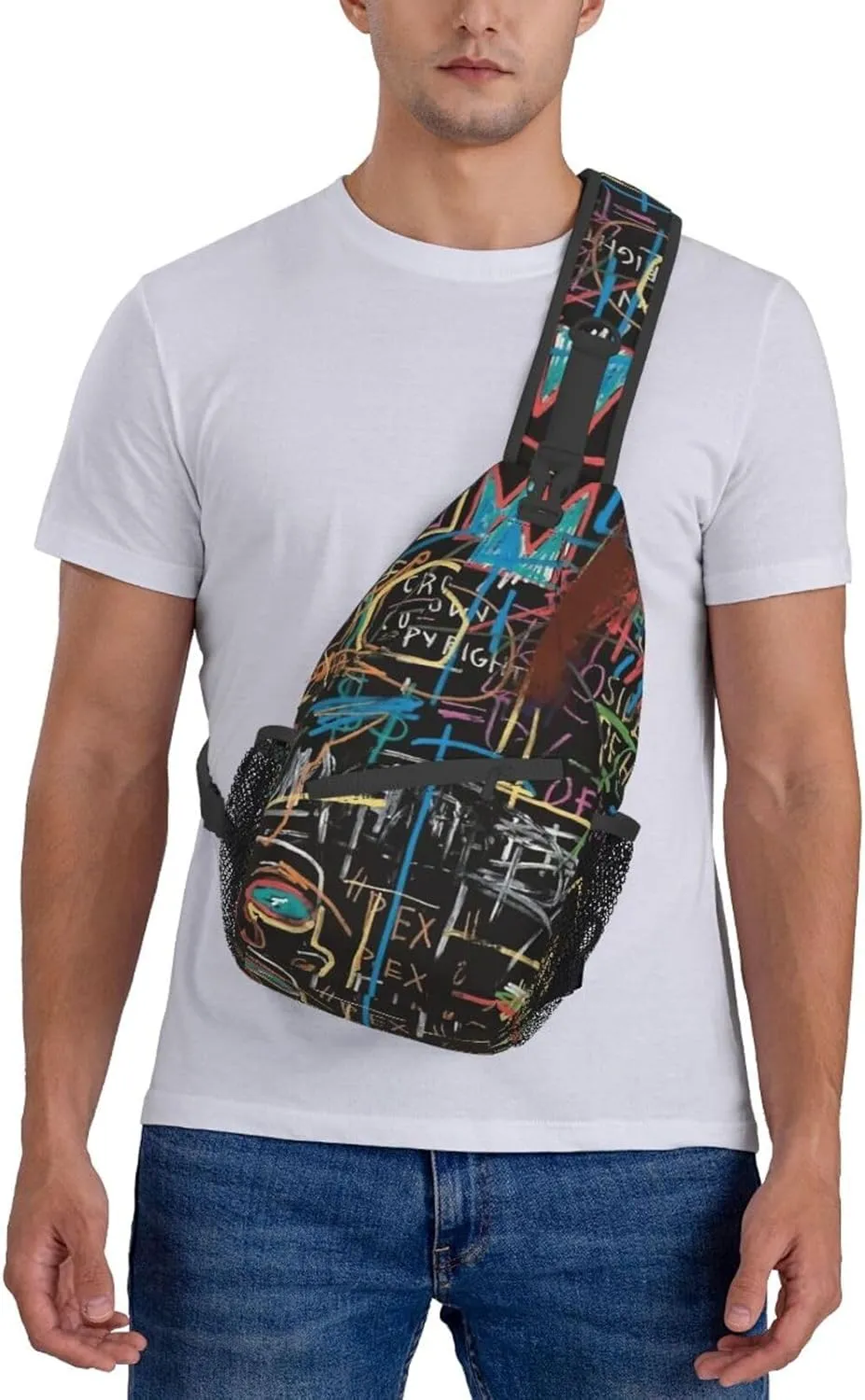 Funny Crossbody Bag Graffiti Shoulder Bag Backpack Cool Sling Bag Chest Casual Daypack for Outdoor
