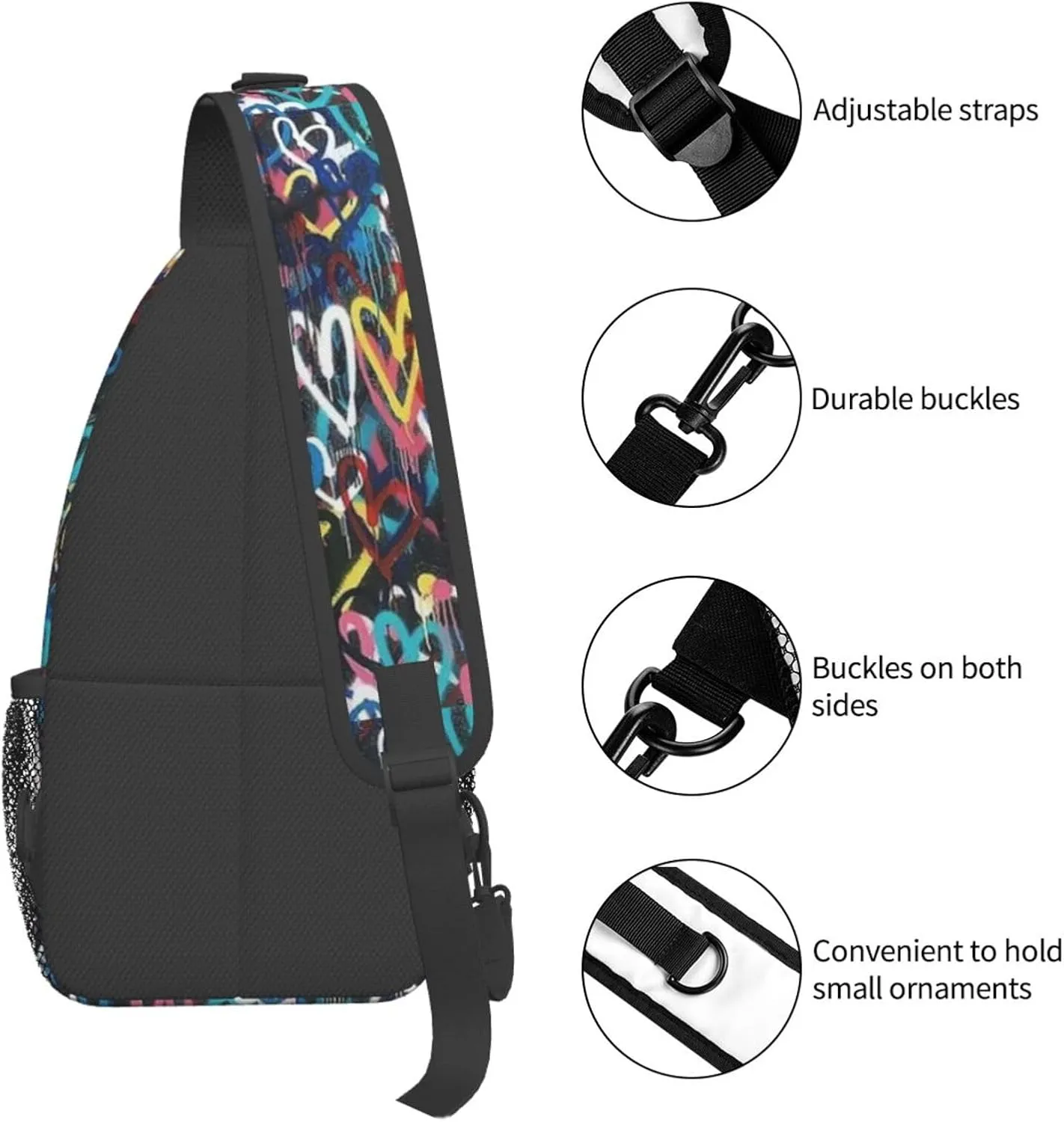 Funny Crossbody Bag Graffiti Shoulder Bag Backpack Cool Sling Bag Chest Casual Daypack for Outdoor