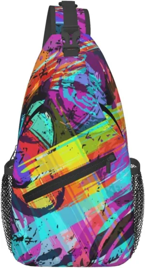 Funny Graffiti Sling Backpack,Travel Hiking Daypack Colorful Graffiti Art Crossbody Shoulder Bag for Women Men