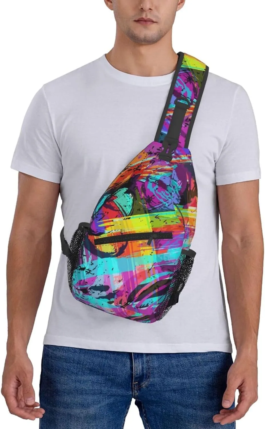 Funny Graffiti Sling Backpack,Travel Hiking Daypack Colorful Graffiti Art Crossbody Shoulder Bag for Women Men