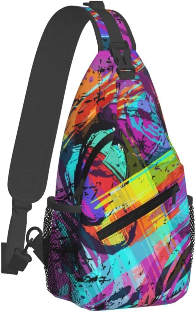 Funny Graffiti Sling Backpack,Travel Hiking Daypack Colorful Graffiti Art Crossbody Shoulder Bag for Women Men