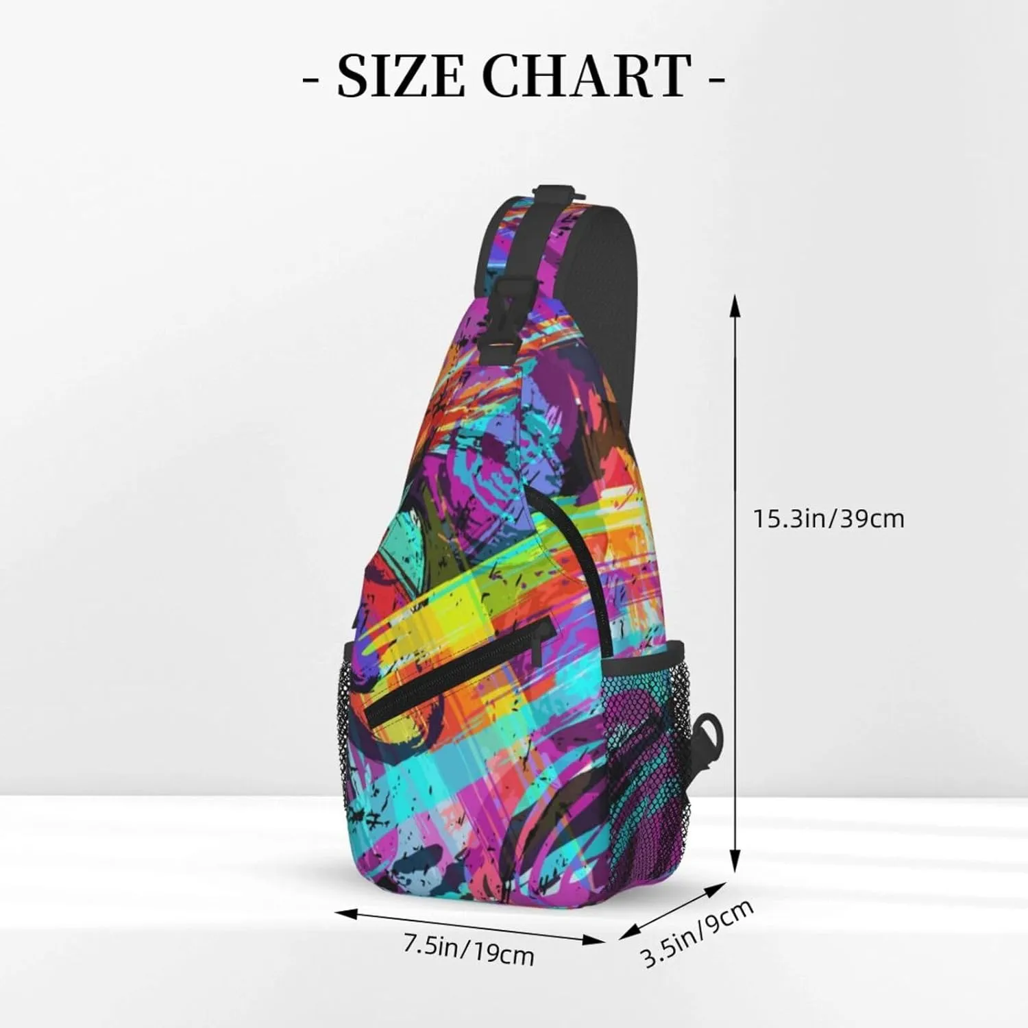 Funny Graffiti Sling Backpack,Travel Hiking Daypack Colorful Graffiti Art Crossbody Shoulder Bag for Women Men