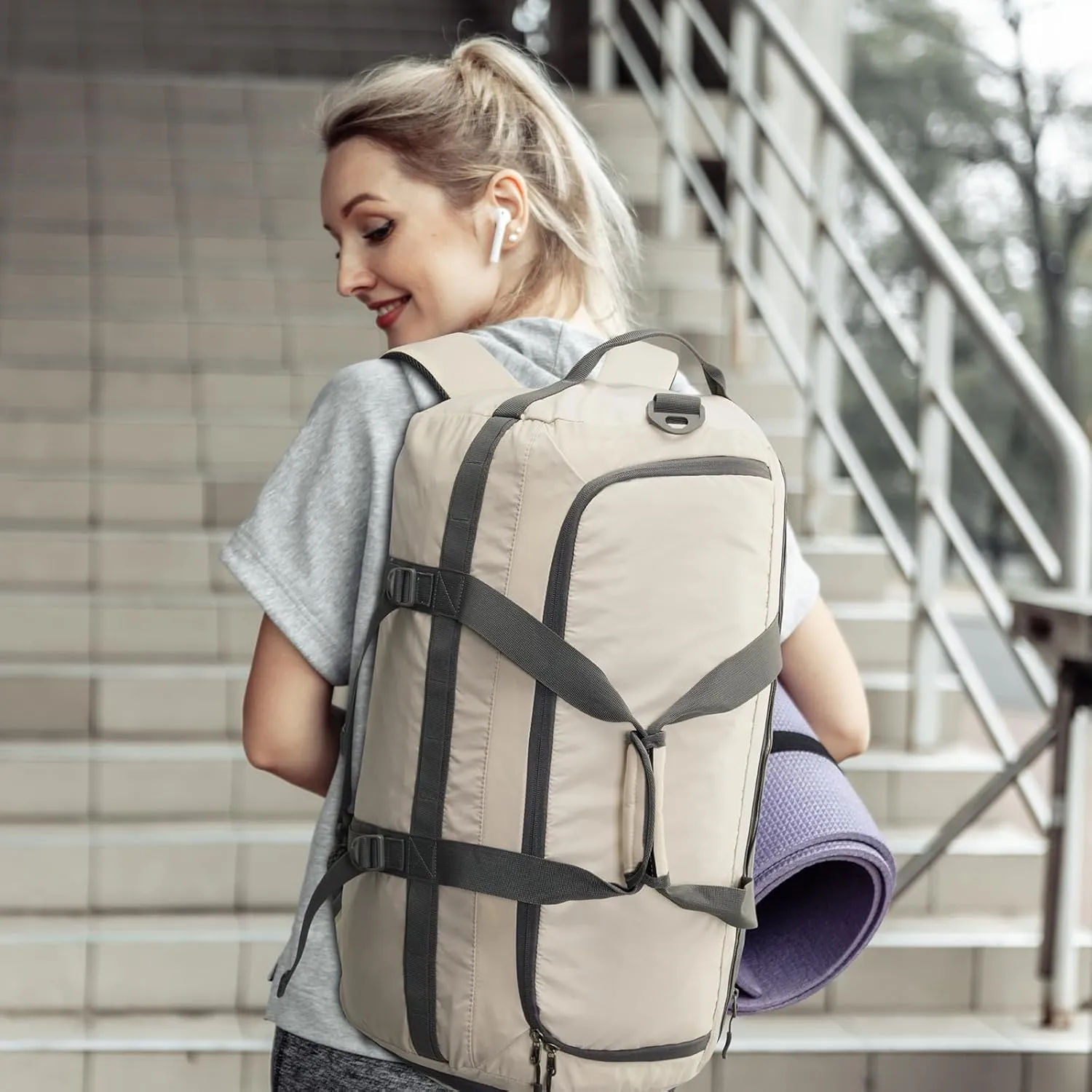 G4Free Gym Bag for Women Men 45L Duffle Backpack with Shoe Compartment Water Resistant Travel Weekender Bag