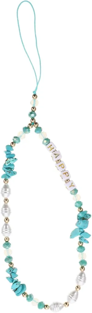 Gadpiparty Stone Pearl Phone Lanyard Decorative Lost Chain Wrist Strap for Mobile Devices Easy Installation Unique Design Suitable for Landline and Cell Phones