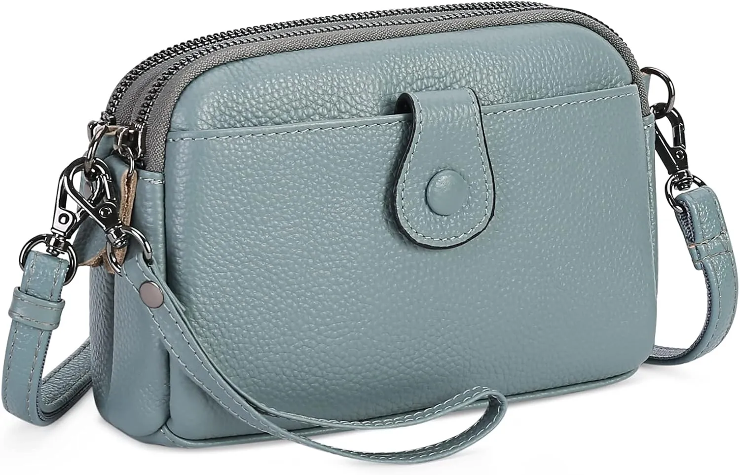 GAEKEAO Crossbody Bags for Women Small Genuine Leather Shoulder Purse Cross Body Bag with Wristlet Top Zipper