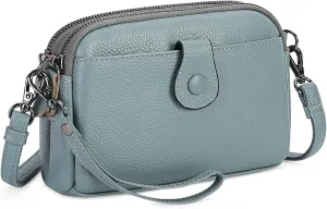 GAEKEAO Crossbody Bags for Women Small Genuine Leather Shoulder Purse Cross Body Bag with Wristlet Top Zipper