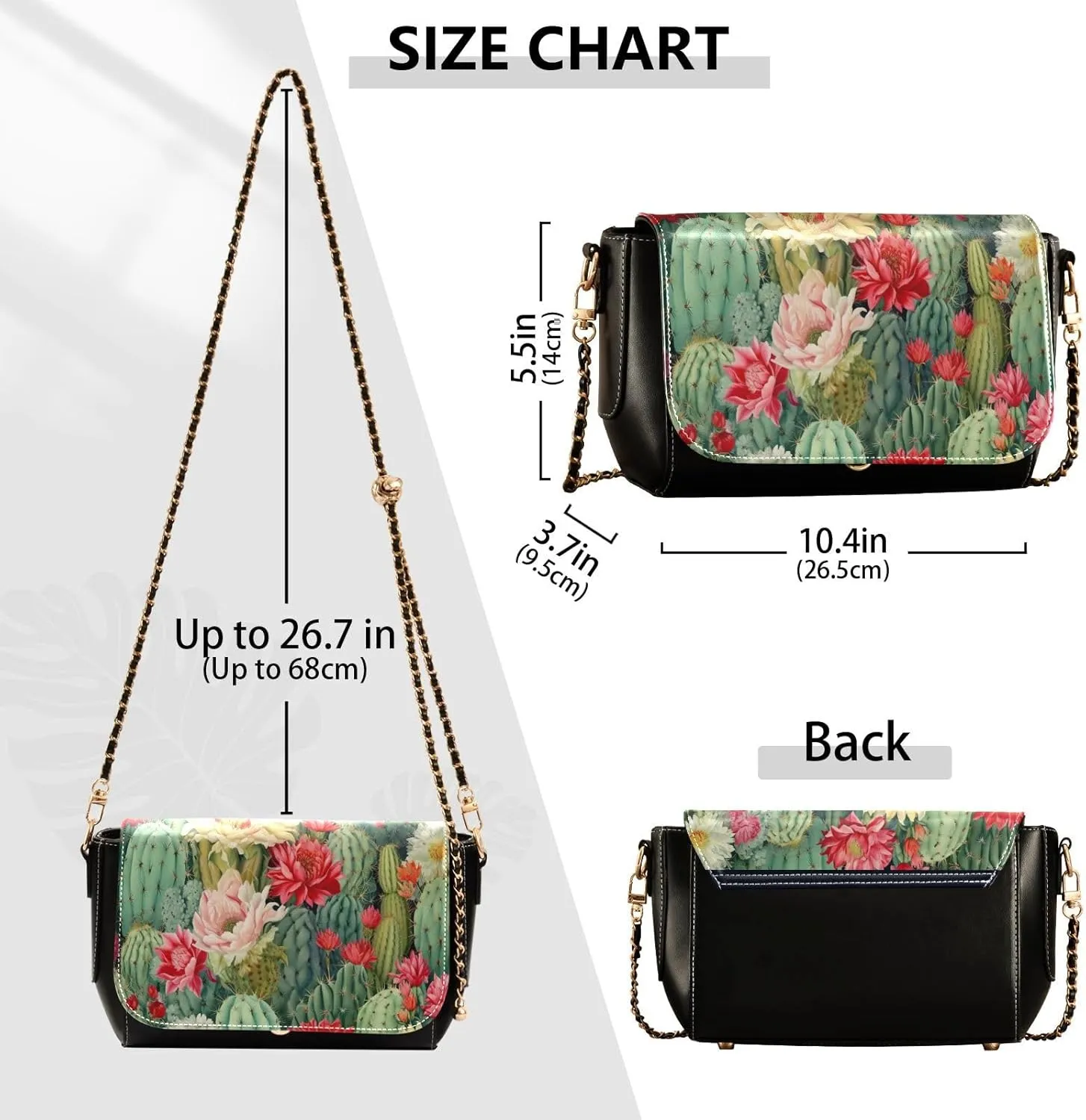 GAIGEO Arch Adorned with Flowers、 Leather Crossbody Purses for Women Trendy, Women's Shoulder Bag, Leather Crossbody Bag