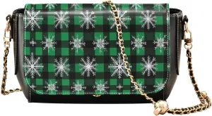 GAIGEO Green and Black Tartan Texture Pu Leather Crossbody Bag, Crossbody Bags for Women Leather