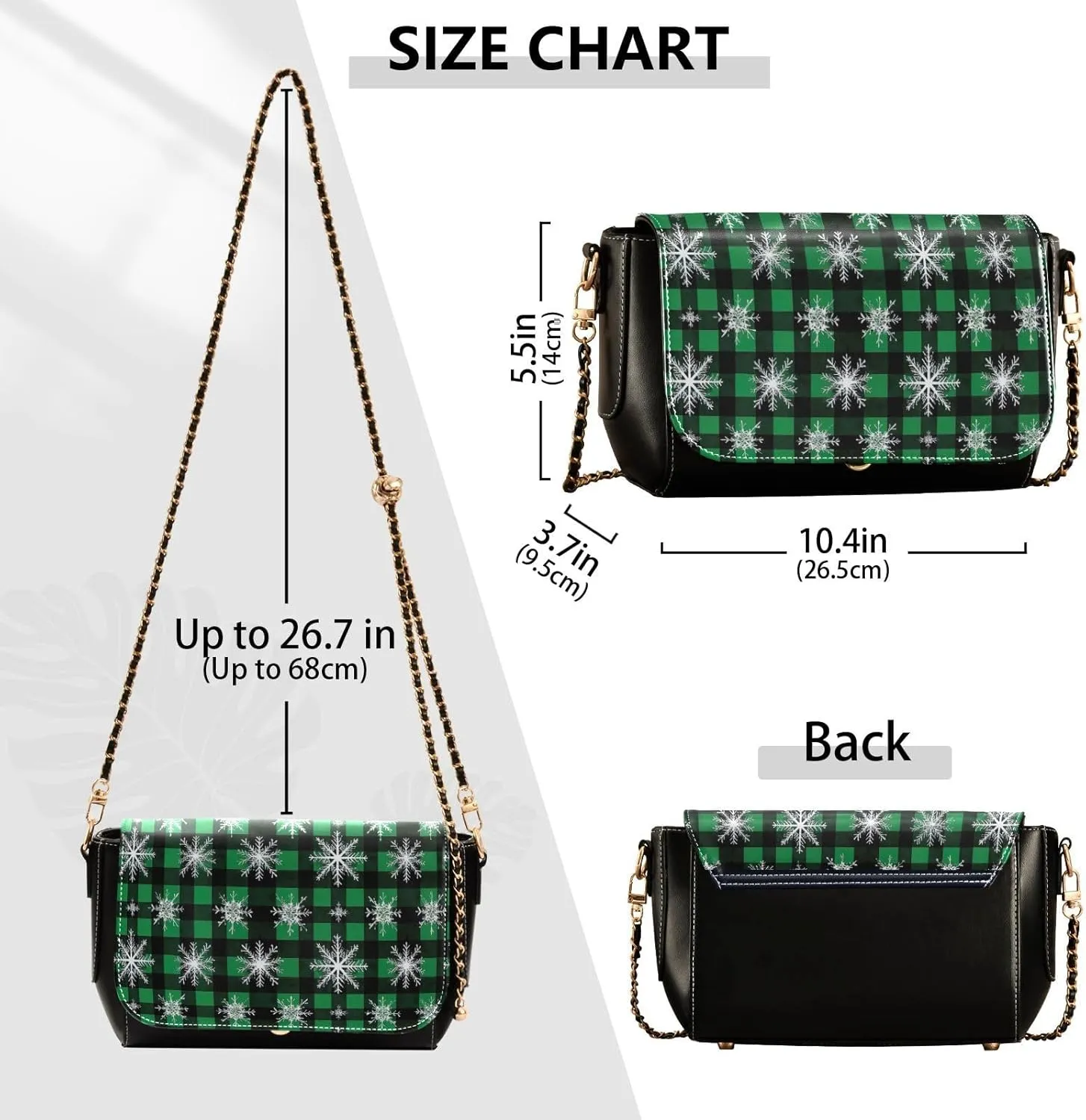 GAIGEO Green and Black Tartan Texture Pu Leather Crossbody Bag, Crossbody Bags for Women Leather