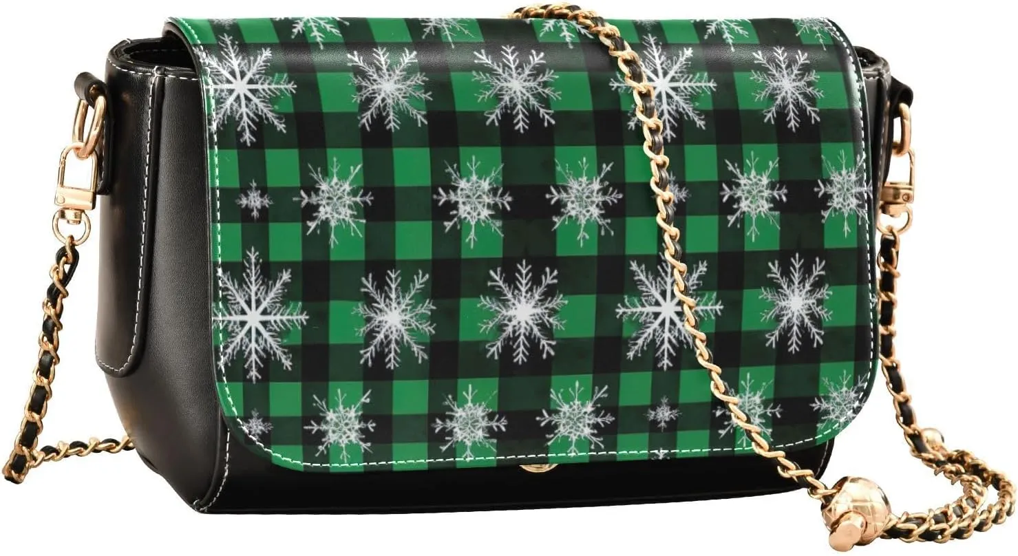 GAIGEO Green and Black Tartan Texture Pu Leather Crossbody Bag, Crossbody Bags for Women Leather