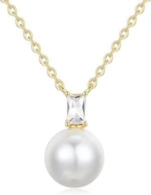 GAVU 925 Sterling Silver Imitation Pearl Necklace for Women, Gold/Silver Necklace for Women