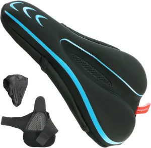 Gel Bike Seat Cover Padded Bicycle Seat Covers for Men – Comfort Soft Silicone Bicycle Seat Pad for Mountain Road Bike Outdoor Cycling – Stationary Cycle Spin Bike Seat Cushion Pads Spinning