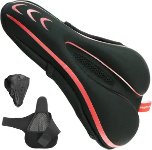 Gel Bike Seat Cover Padded Bicycle Seat Covers for Men – Comfort Soft Silicone Bicycle Seat Pad for Mountain Road Bike Outdoor Cycling – Stationary Cycle Spin Bike Seat Cushion Pads Spinning