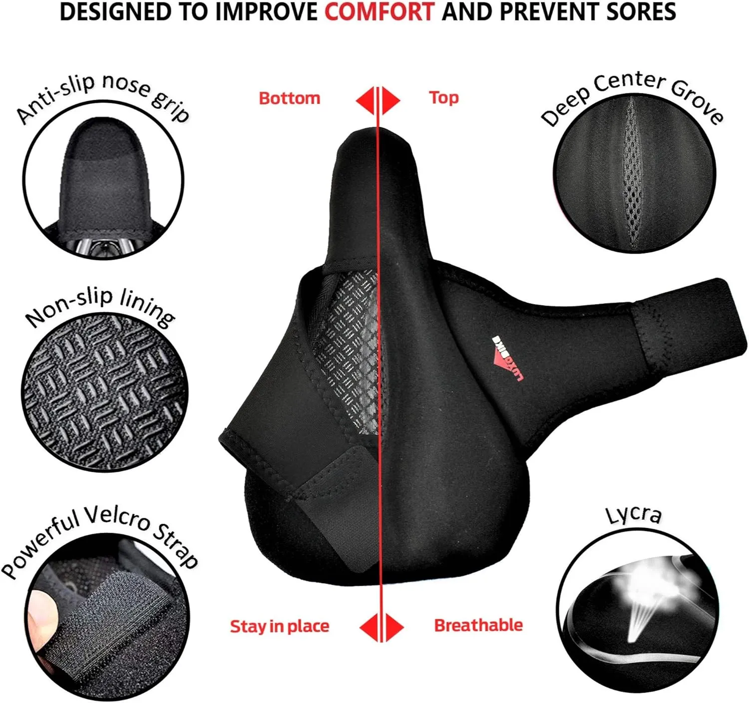 Gel Bike Seat Cover Padded Bicycle Seat Covers for Men – Comfort Soft Silicone Bicycle Seat Pad for Mountain Road Bike Outdoor Cycling – Stationary Cycle Spin Bike Seat Cushion Pads Spinning