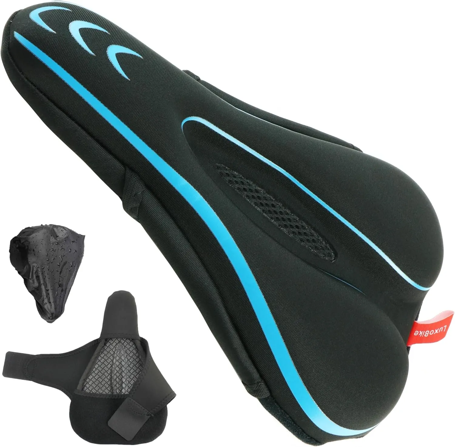 Gel Bike Seat Cover Padded Bicycle Seat Covers for Men – Comfort Soft Silicone Bicycle Seat Pad for Mountain Road Bike Outdoor Cycling – Stationary Cycle Spin Bike Seat Cushion Pads Spinning