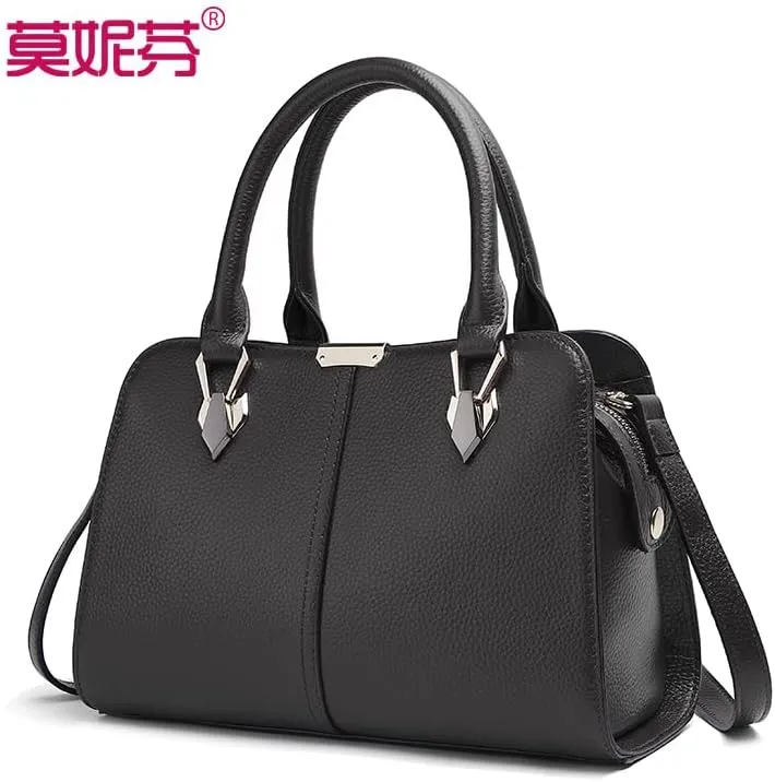 Genuine leather handbag, cowhide handbag, large capacity women's handbag, new bag, hand-held one shoulder crossbody