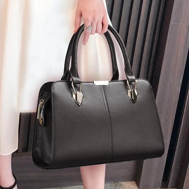 Genuine leather handbag, cowhide handbag, large capacity women's handbag, new bag, hand-held one shoulder crossbody
