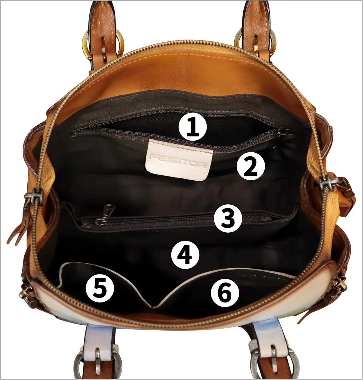 Genuine Leather Handbag for Women Hand Painted Leather Top Handle Purse Handmade Crossbody Satchel Tote Bag
