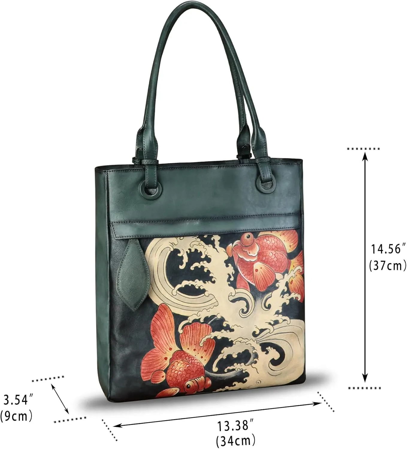 Genuine Leather Shoulder Bag for Women Hand Painted Leather Handbag Handmade Work Tote Bag Casual Hand Purse