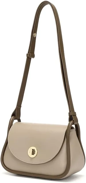 Genuine Leather Shoulder Bag for Women Retro Crossbody Bag Adjustable Shoulder Strap Handbag Commuter Satchel Purse