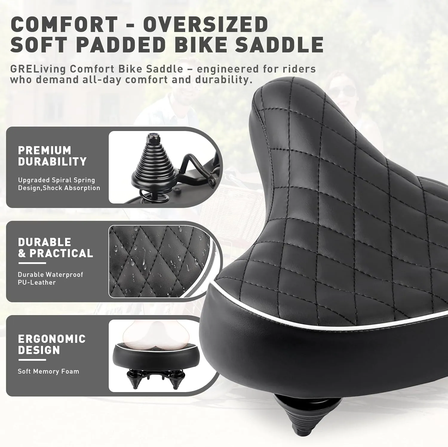 Geometric Pattern Bike Saddle for Boys, High-Resilience Sponge, Durable Plastic & Iron Frame, Fits 12-18 Inch Boys' Bikes