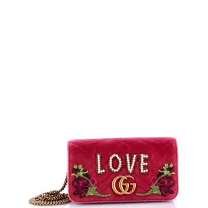 GG Marmont Chain Flap Bag Embroidered Matelasse Velvet Mini