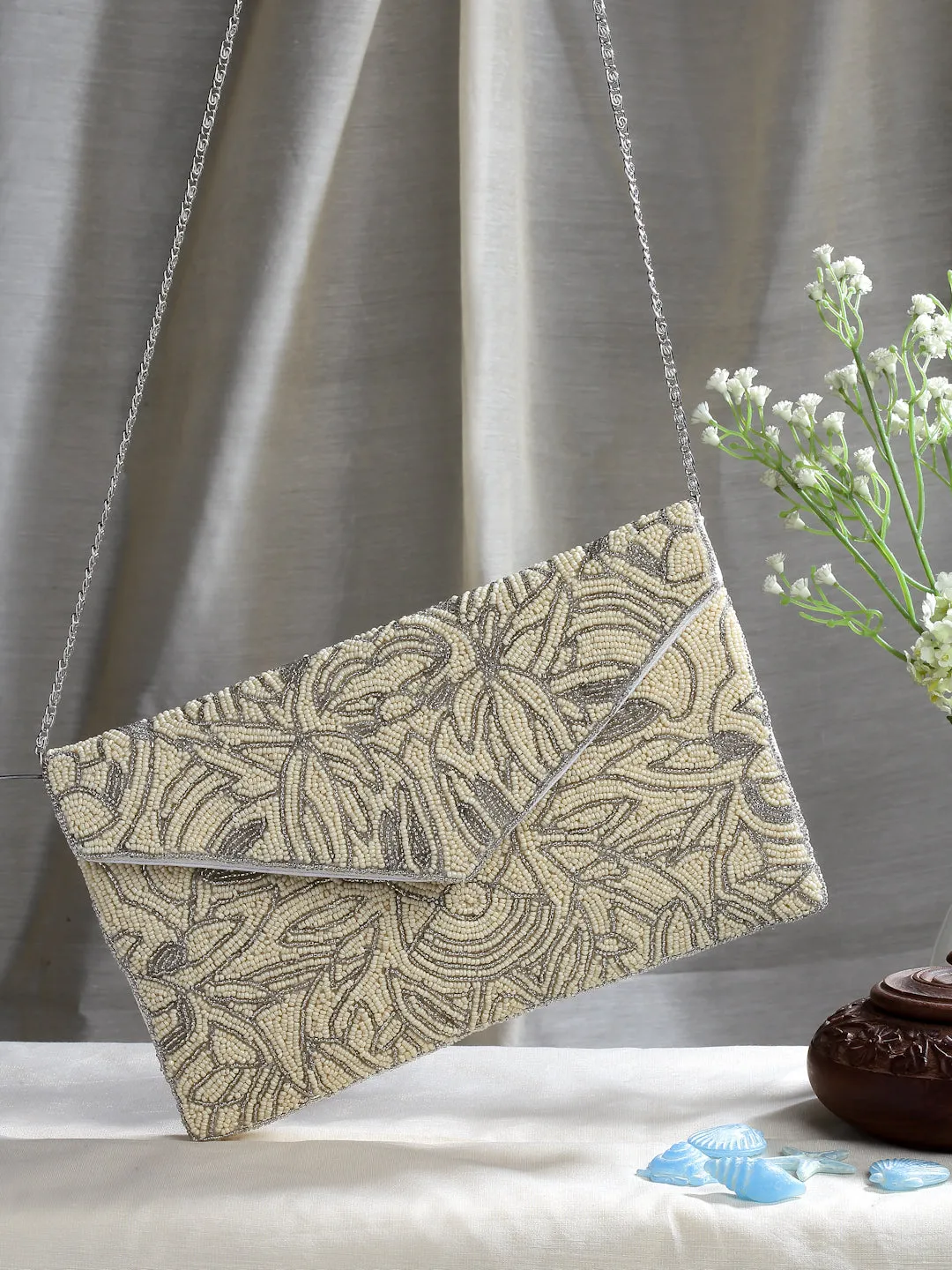 Ghoomar Abstract Embellished Canvas Sling Bag