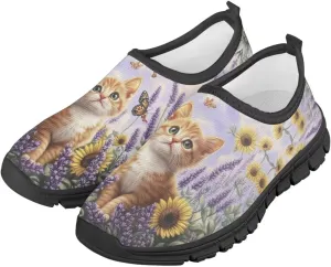 Girls Slip On Shoes Breathable Mesh Wide Little Casual Sneakers