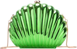 Glitter Seashell Evening Clutch Purse Mini Chain Shoulder Bag Acrylic Shell Pearl Crossbody Bag