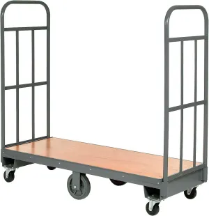 Global Industrial Wood Deck Narrow Aisle High End U-Boat Platform Truck 60 x 24 1500 Lb. Capacity