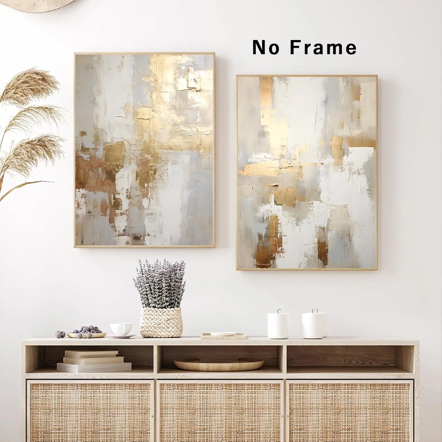Gold Foil Abstract Wall Art Modern Abstract Painting Neutral Beige Wall Art Gold and Grey Artwork Brown Beige Gold Wall Art Abstract Neutral Prints White and Gold Abstract Painting 16x24inchx2 No Frame