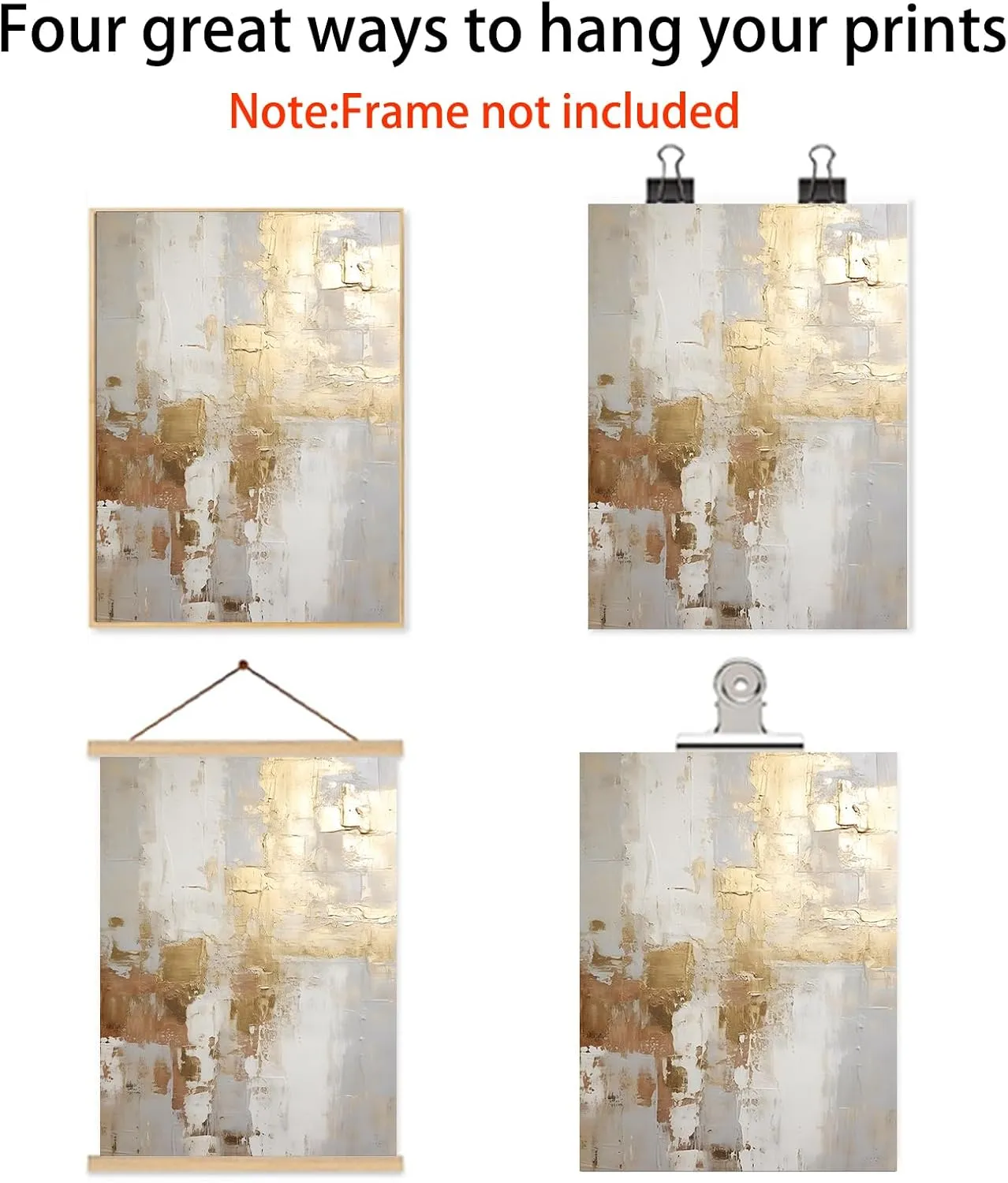 Gold Foil Abstract Wall Art Modern Abstract Painting Neutral Beige Wall Art Gold and Grey Artwork Brown Beige Gold Wall Art Abstract Neutral Prints White and Gold Abstract Painting 16x24inchx2 No Frame