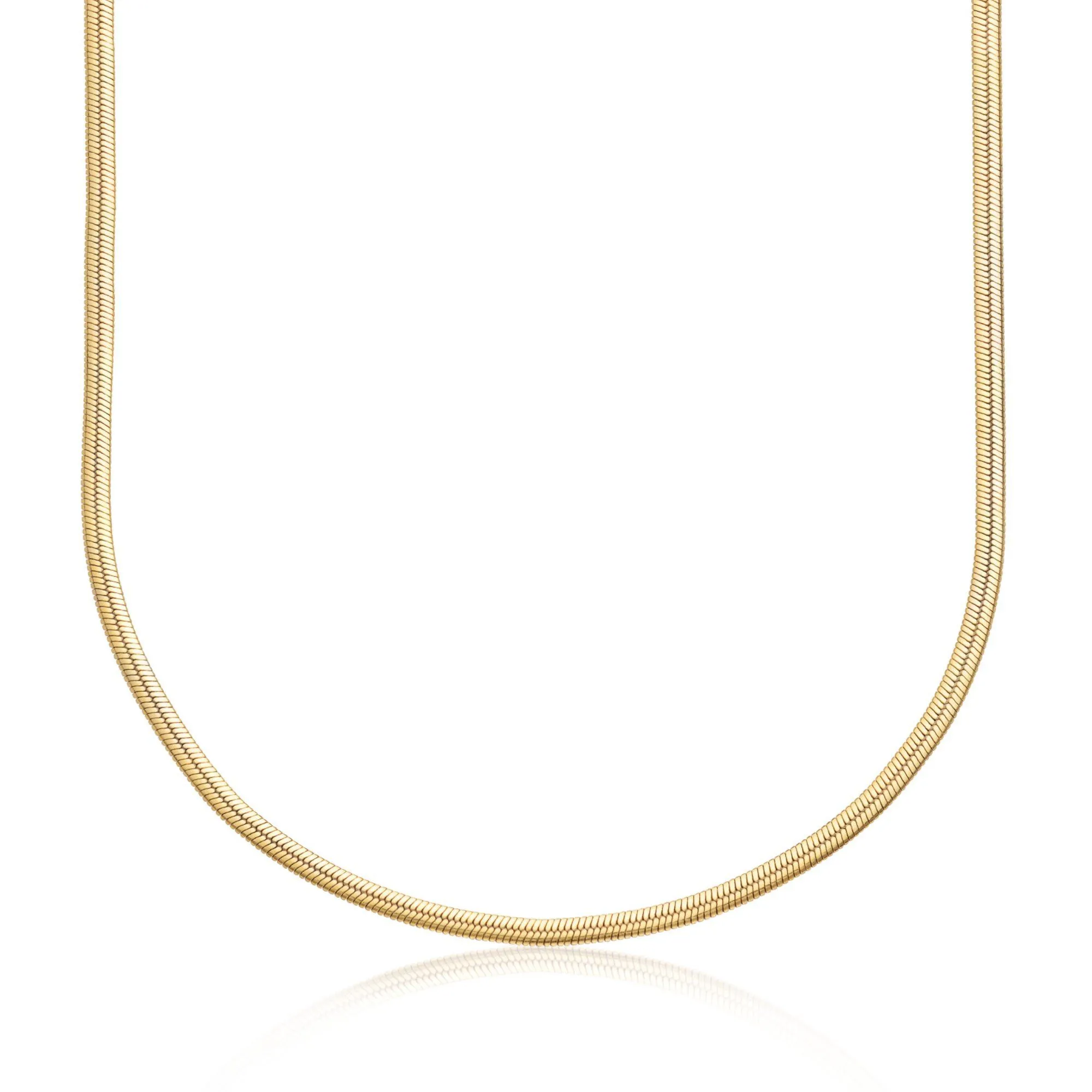 Gold Mini Flat Snake Chain Necklace