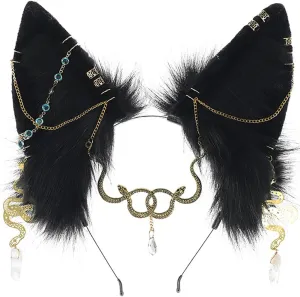 Gothic Wolf Ears Black Fox Ears HeadBand Cosplay Animal Faux Fur Cat Dog Ears Egyptian Cat Ears Anubis Ears Cosplay