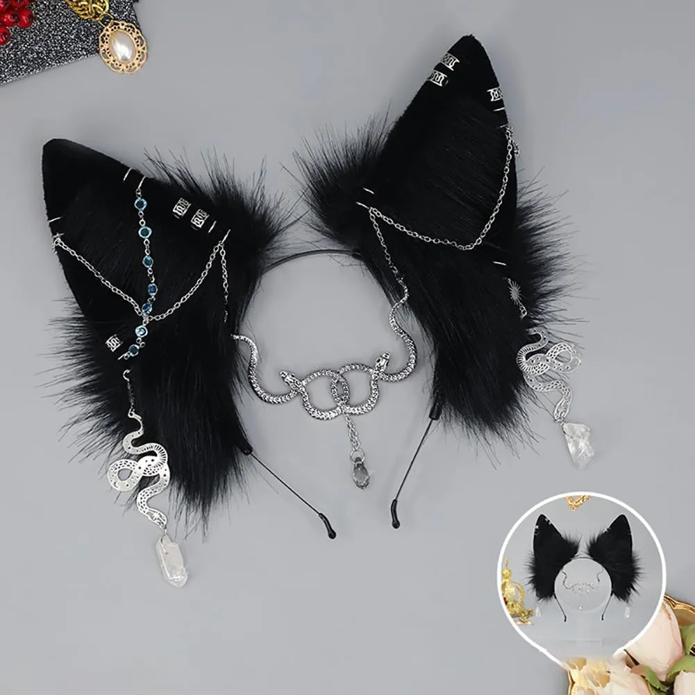 Gothic Wolf Ears Black Fox Ears HeadBand Cosplay Animal Faux Fur Cat Dog Ears Egyptian Cat Ears Anubis Ears Cosplay