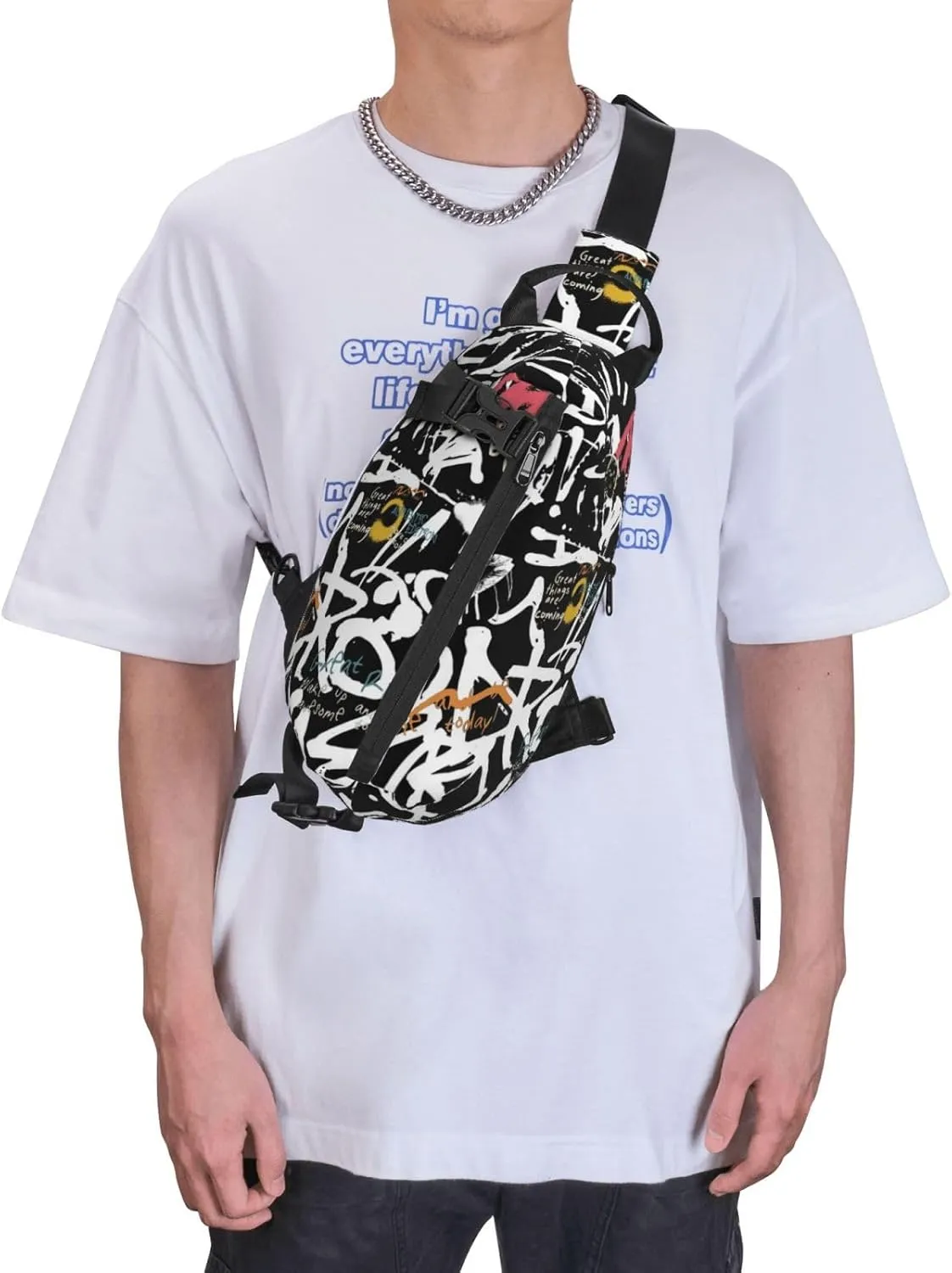 Graffiti Sling Backpack Graffiti Gifts Crossbody Bag For Women Men Sling Bag Travel Hiking Chest Bag Unisex