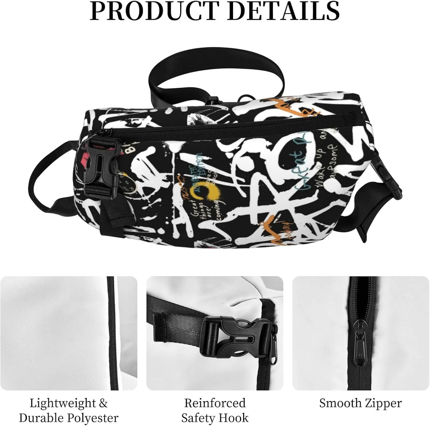 Graffiti Sling Backpack Graffiti Gifts Crossbody Bag For Women Men Sling Bag Travel Hiking Chest Bag Unisex