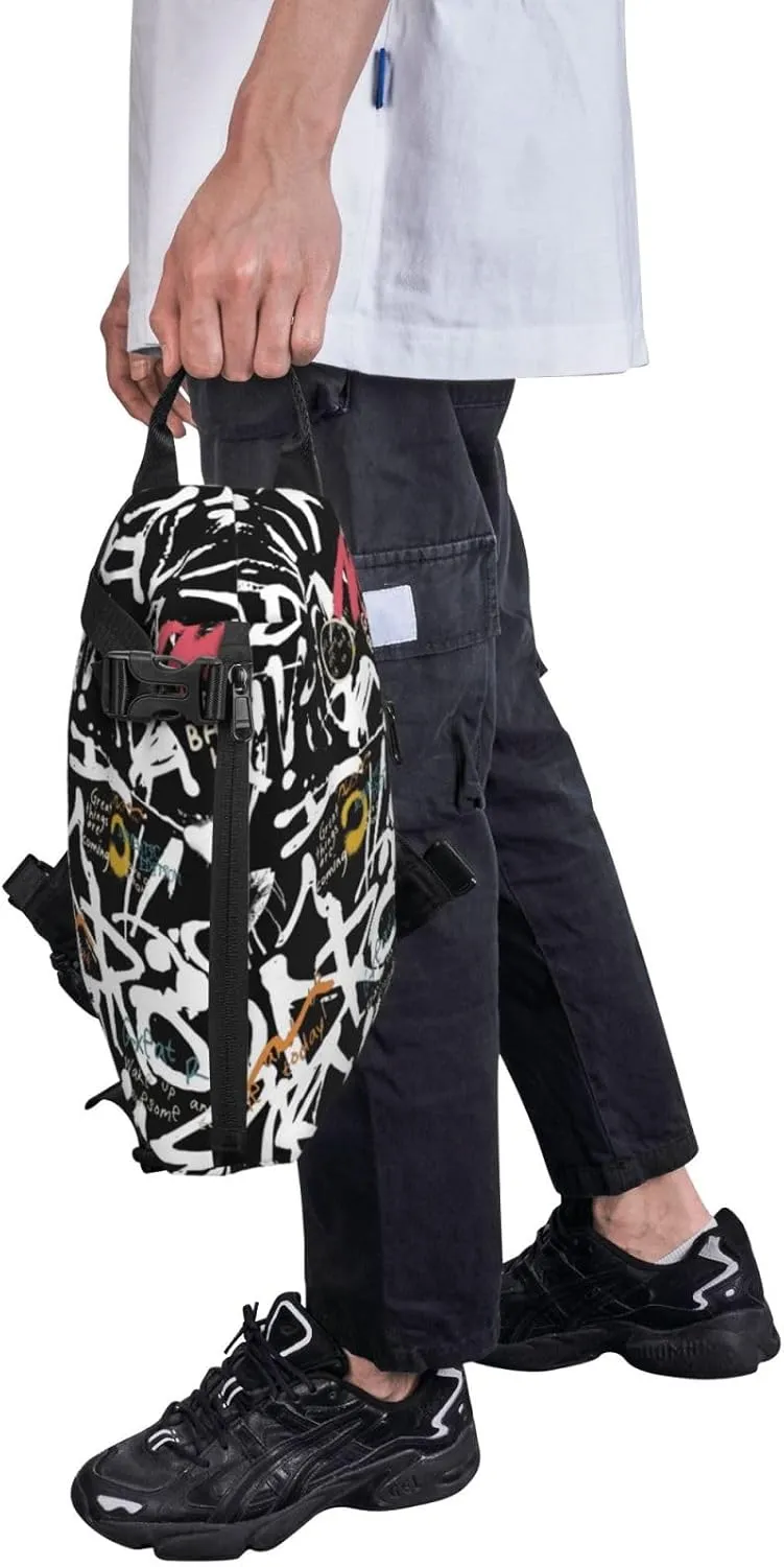 Graffiti Sling Backpack Graffiti Gifts Crossbody Bag For Women Men Sling Bag Travel Hiking Chest Bag Unisex