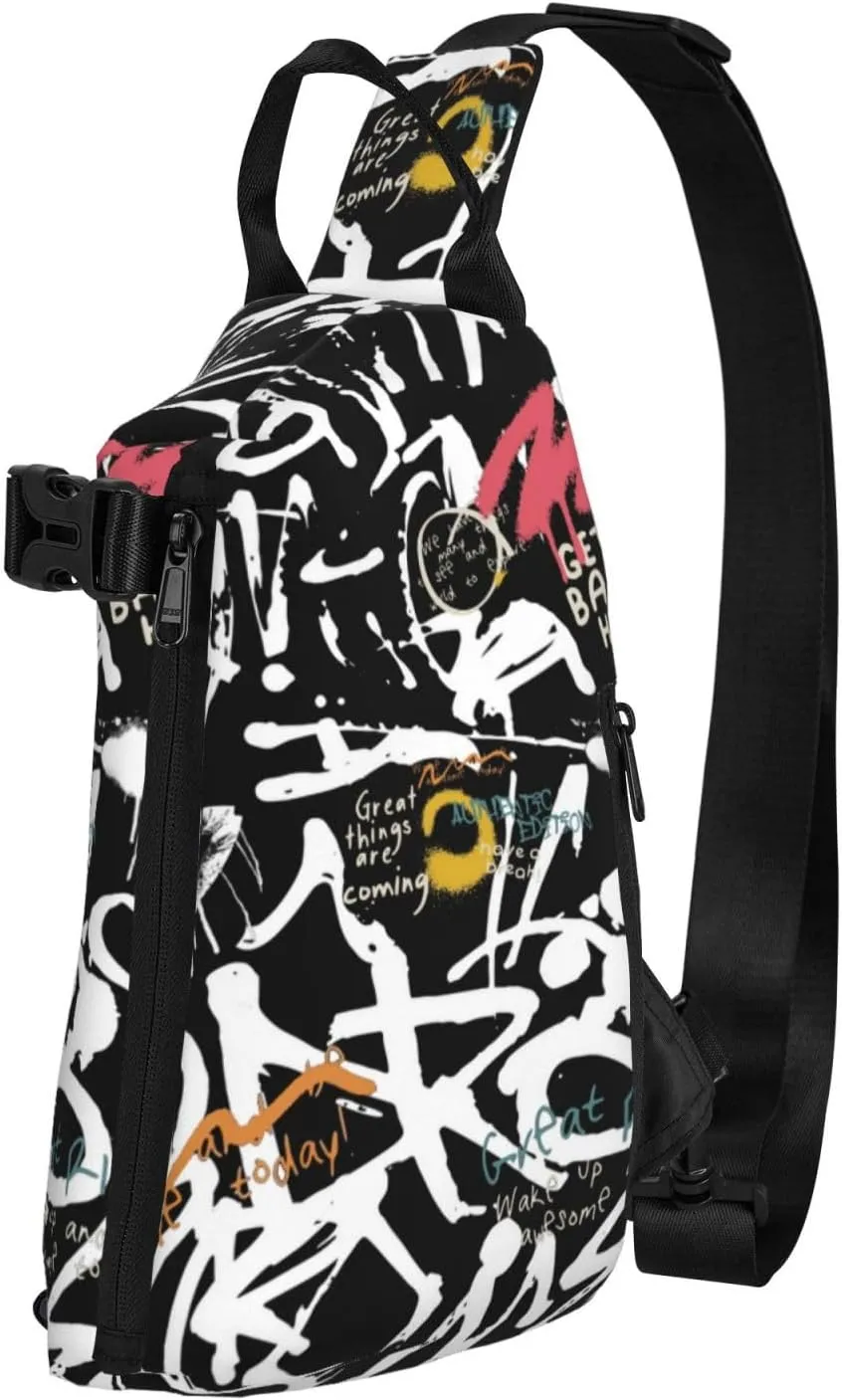 Graffiti Sling Backpack Graffiti Gifts Crossbody Bag For Women Men Sling Bag Travel Hiking Chest Bag Unisex