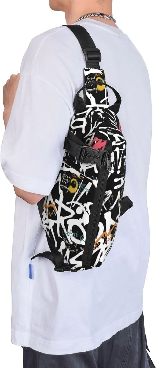 Graffiti Sling Backpack Graffiti Gifts Crossbody Bag For Women Men Sling Bag Travel Hiking Chest Bag Unisex