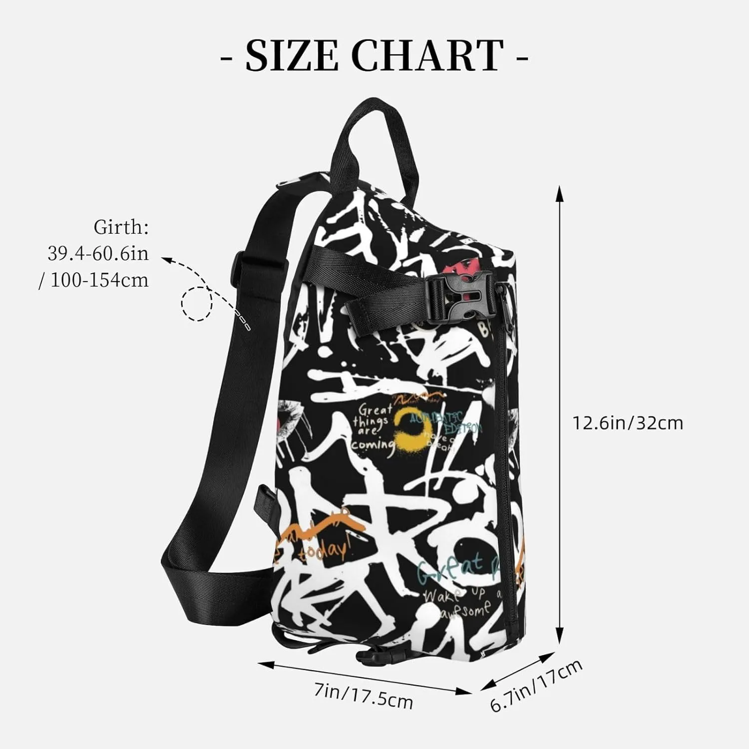 Graffiti Sling Backpack Graffiti Gifts Crossbody Bag For Women Men Sling Bag Travel Hiking Chest Bag Unisex