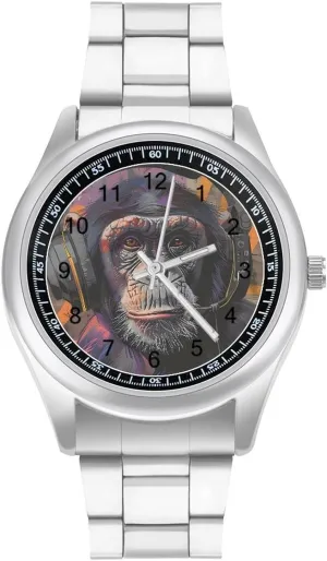 Graffiti Wall Art Gorilla Watches Stainless Steel Band Wristwatch Business Dress Watch for Work Home