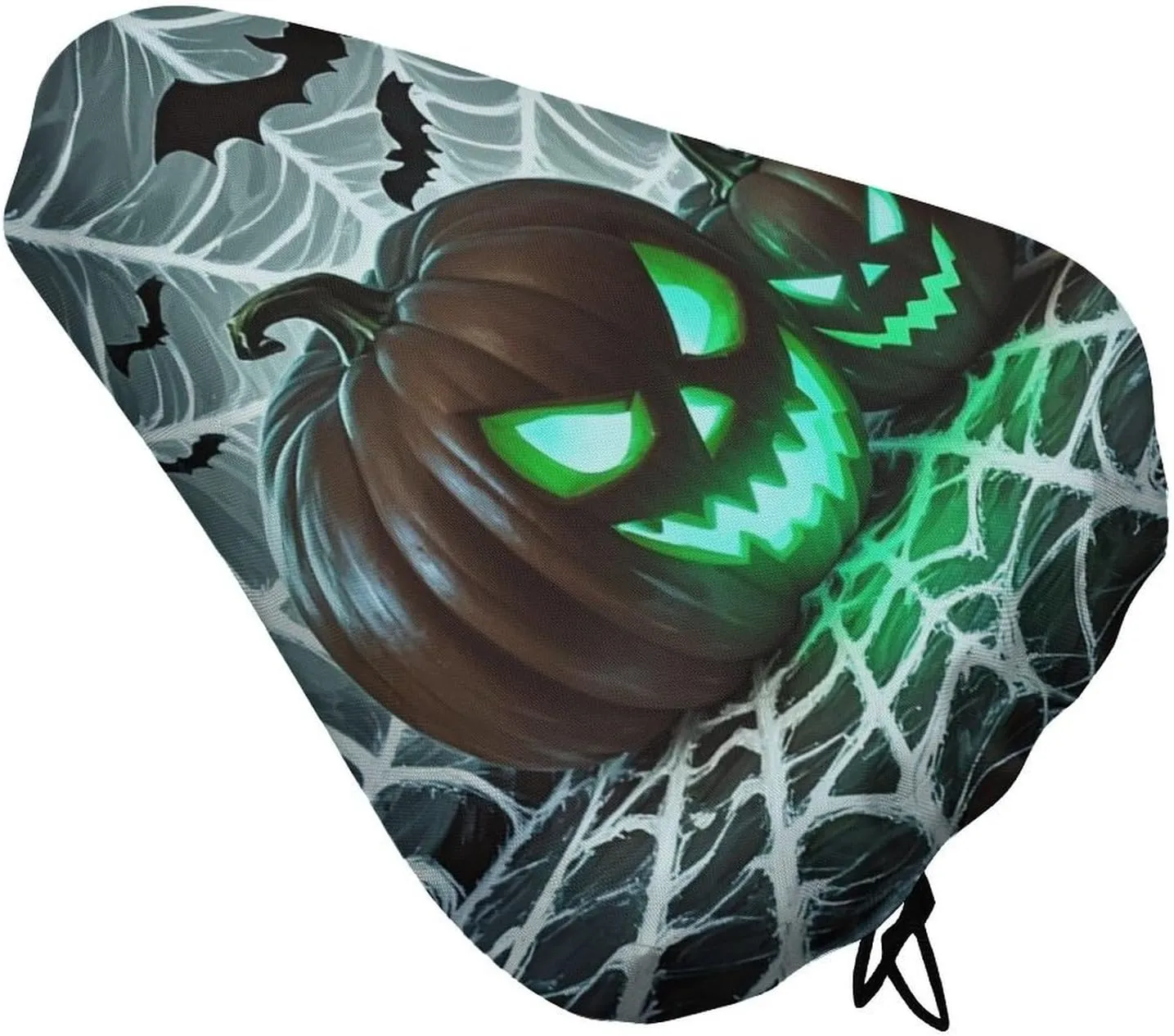 Green Pumpkin Bike Seat Cover Water-Repellent Exercise Bike Seat Cushion Bicycle Saddle Cover with Drawstring Rain Snow Dust Covers for City Mountain Road Biking