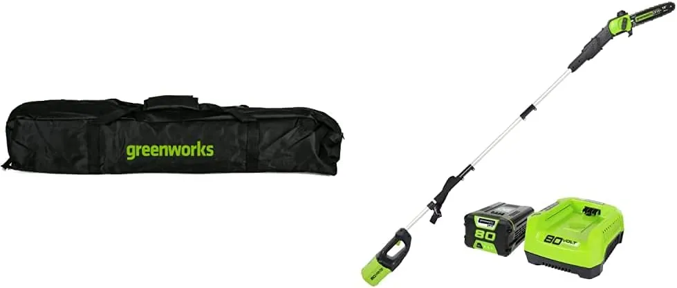 Greenworks Universal Pole Saw Carry Case PC0A00   Greenworks Pro 80V 10" Brushless Cordless Polesaw, 2Ah Battery and Charger Included PS80L210
