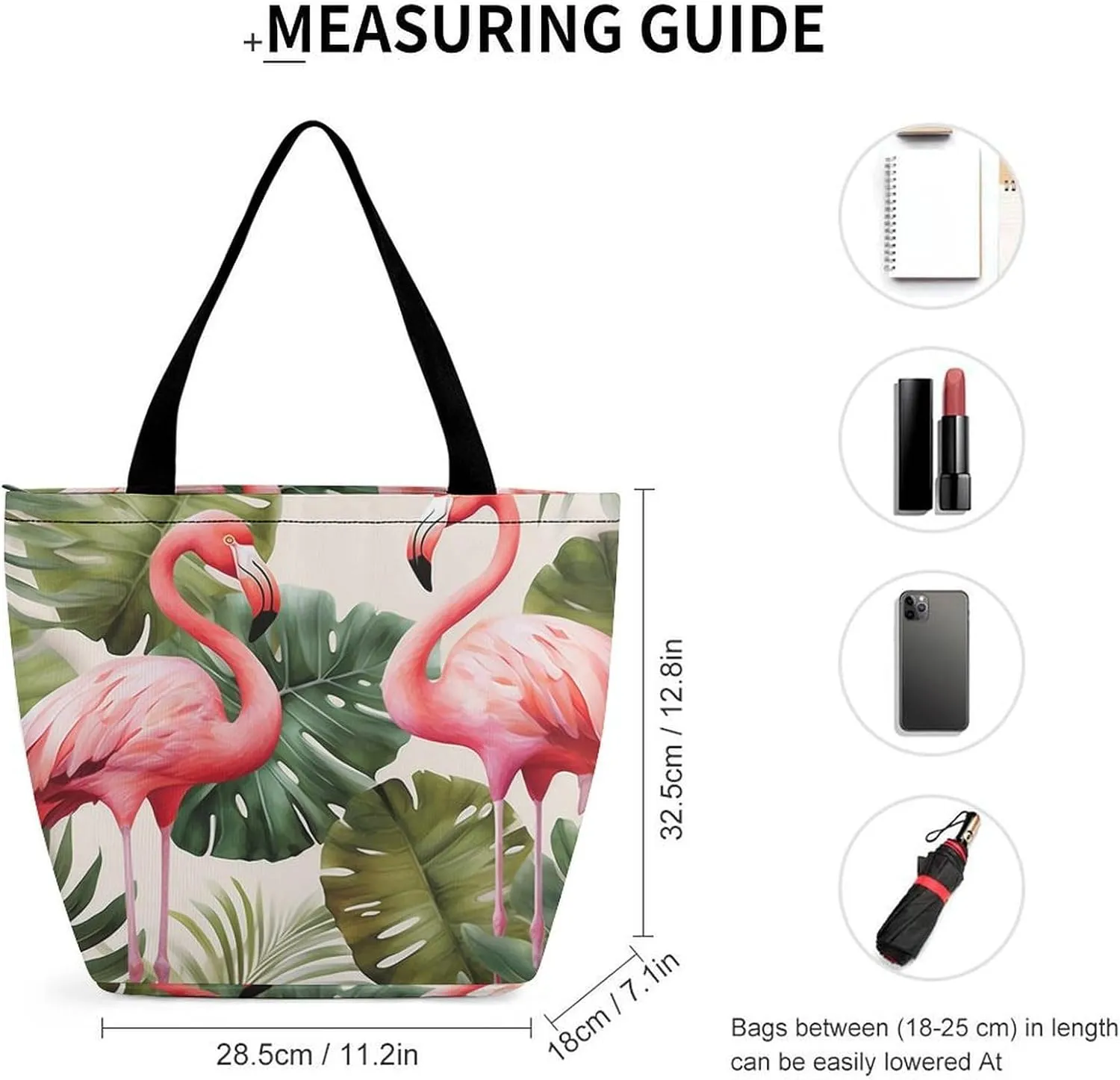Grocery Bag Reusable Tote Bag Foldable Flamingo Palm Trees Leaf Shopping Bag Handbag Washable Shoulder Bag for Travel