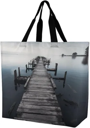 Grocery Bag Reusable Tote Bag Foldable Ocean Shell Art Shopping Bag Handbag Washable Shoulder Bag for Travel