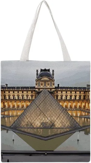 Grocery Bags Louvre Museum in Paris Bag for Women Lightweight Beach Bag Shoulder Bags for Travel Shopping Work Handbag