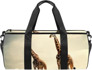 Gym Bags for Men,Travel Duffel Bags for Women,African Grassland Two Giraffes,Workout Bag