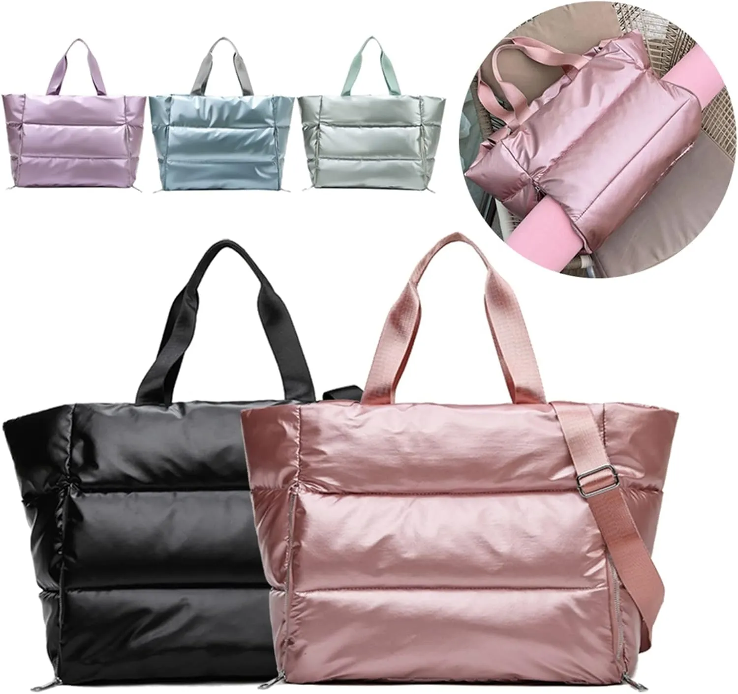 Gym for women Sports Waterproof Yoga Mat Organizer Weekend Travel Duffle Sport Fitness Shoulder Handbag (Light Green)