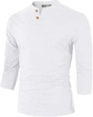 H2H Mens Casual Premium Slim Fit Henley Shirts Lightweight Thin Fabric